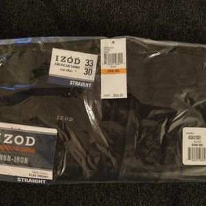 Izod American Chino Black 33W 30L New With Tags
